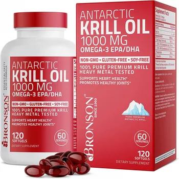 Bronson Antarctic Krill Oil 1000 mg with Omega-3s EPA, DHA, Astaxanthin and Phospholipids 120 Softgels (60 Servings) 