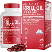 Bronson Antarctic Krill Oil 1000 mg with Omega-3s EPA, DHA, Astaxanthin and Phospholipids 120 Softgels (60 Servings) 