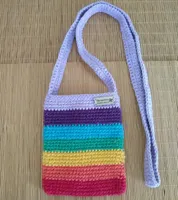 BOLSA DE CROCHÊ ALÇA TRANSPASSADA ARCO-ÍRIS (P) 12 - Foto 6