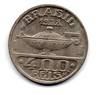 1938 - 400 Réis - Oswaldo Cruz - Moeda Brasil - Mbc/Sob - C/ Manchas