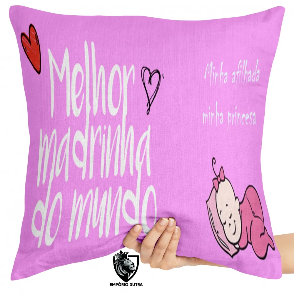 Almofada Melhor madrinha do mundo rosa