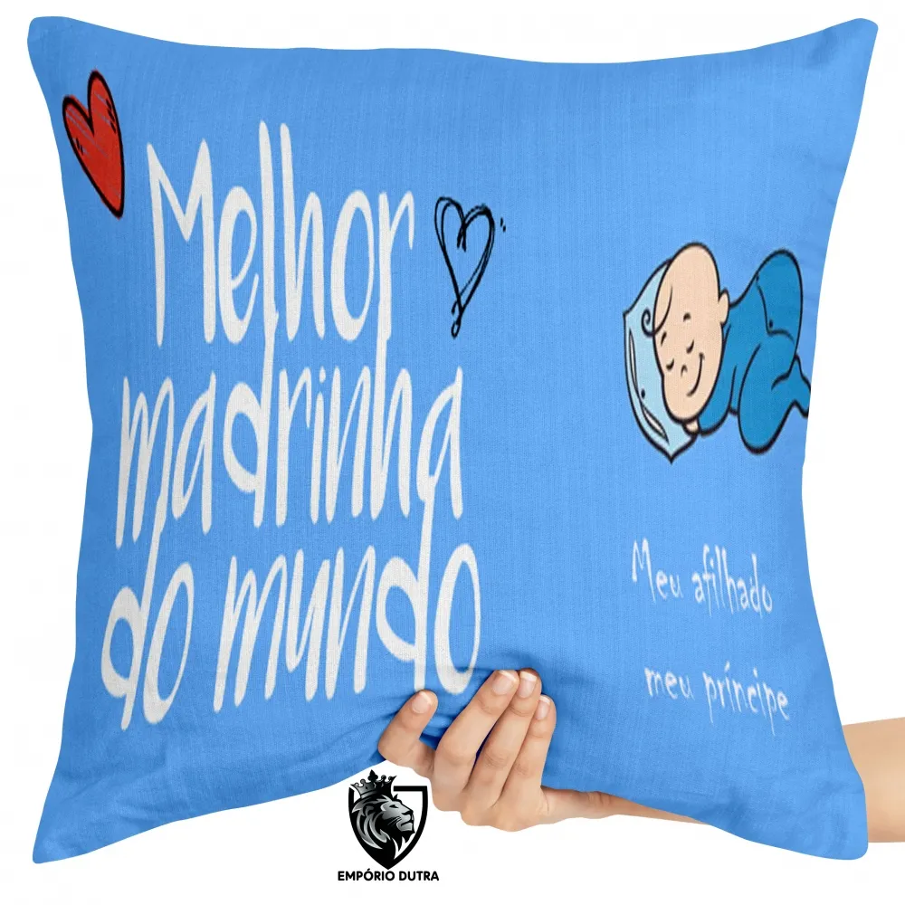 Almofada Melhor madrinha do mundo azul Imagem