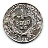 1926 - 2000 Réis - Mocinha - Prata .500 - Aprox 8 g - 26 mm - Moeda Brasil