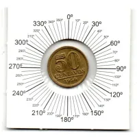 1956 - 50 Centavos - ERRO: Reverso Inclinado - Moeda Brasil