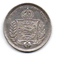 1865 - 500 Réis - Prata .917 - Aprox 6,37 g - 25,5 mm - Moeda Brasil Império - Foto 2