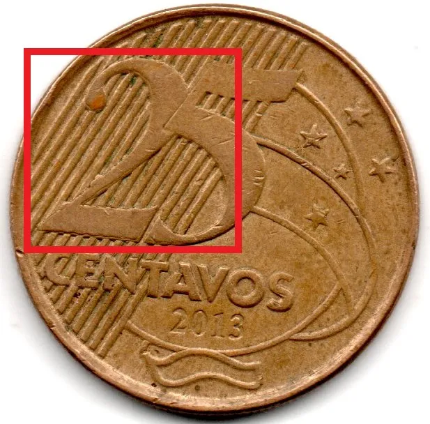 2013 - 25 Centavos - ERRO : Duplicação - Moeda Brasil