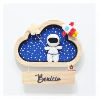 Astronauta - Foguete + Estrela - Nuvem P - Porta Maternidade - Foto 2