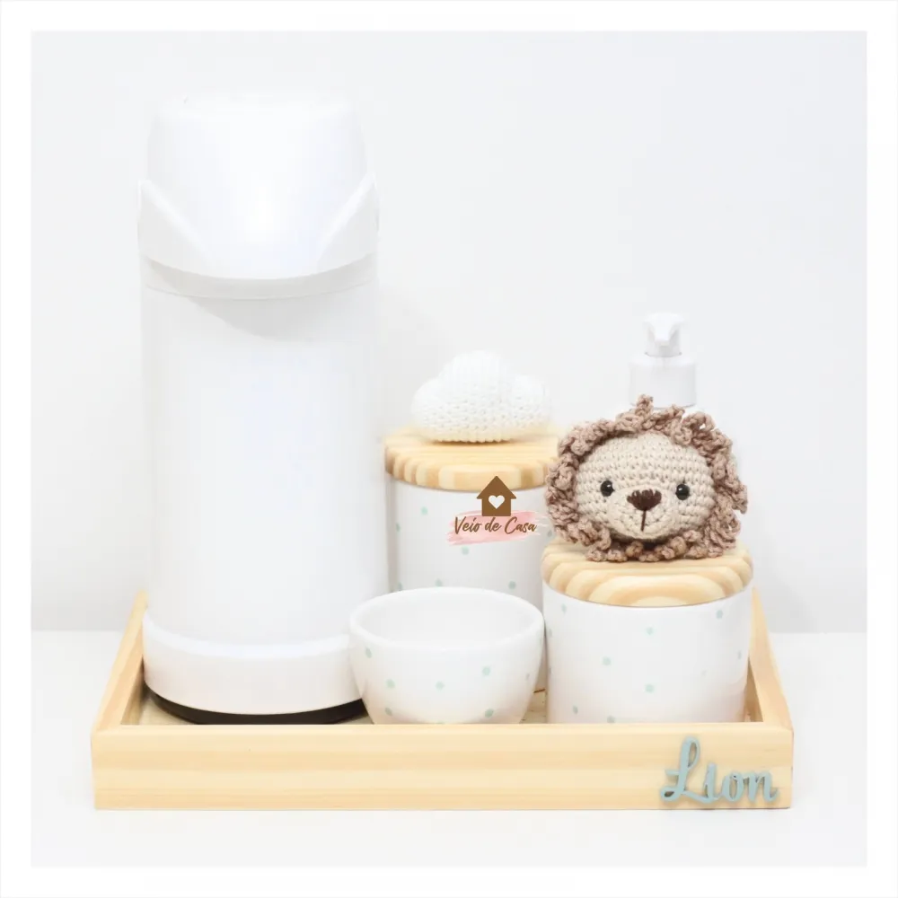 Kit Higiene - 6 peças - Poá - Safari - Leão + Nuvem
