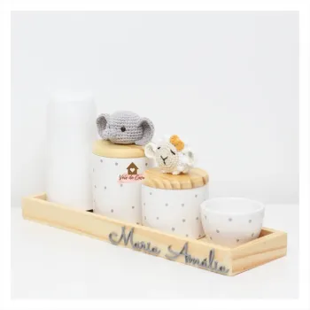 Elefante + Ovelha - Kit Higiene Poá - 5 peças - Foto 2