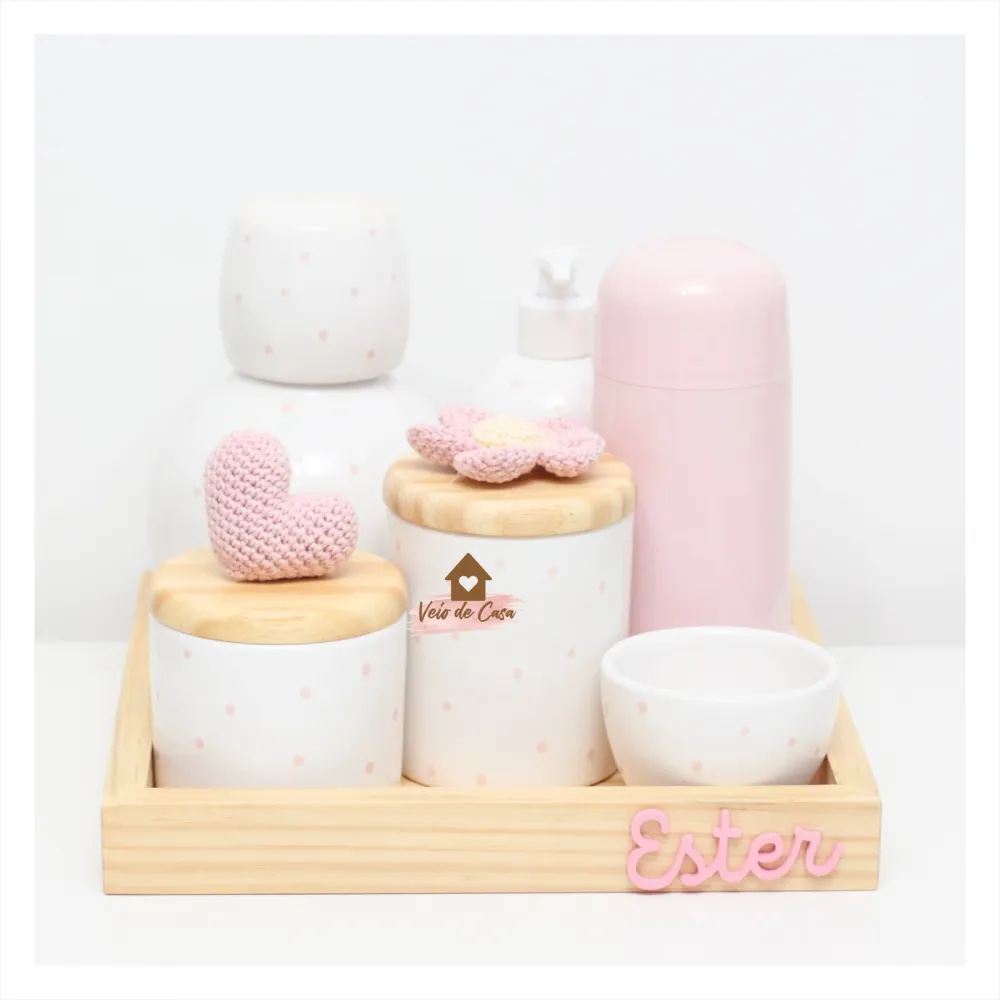 Flor + Coração - Kit Higiene - 7 peças - Poá - Com Moringa