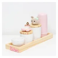 Ursinha + Flor - Kit Higiene - 5 peças - Poá - Foto 2