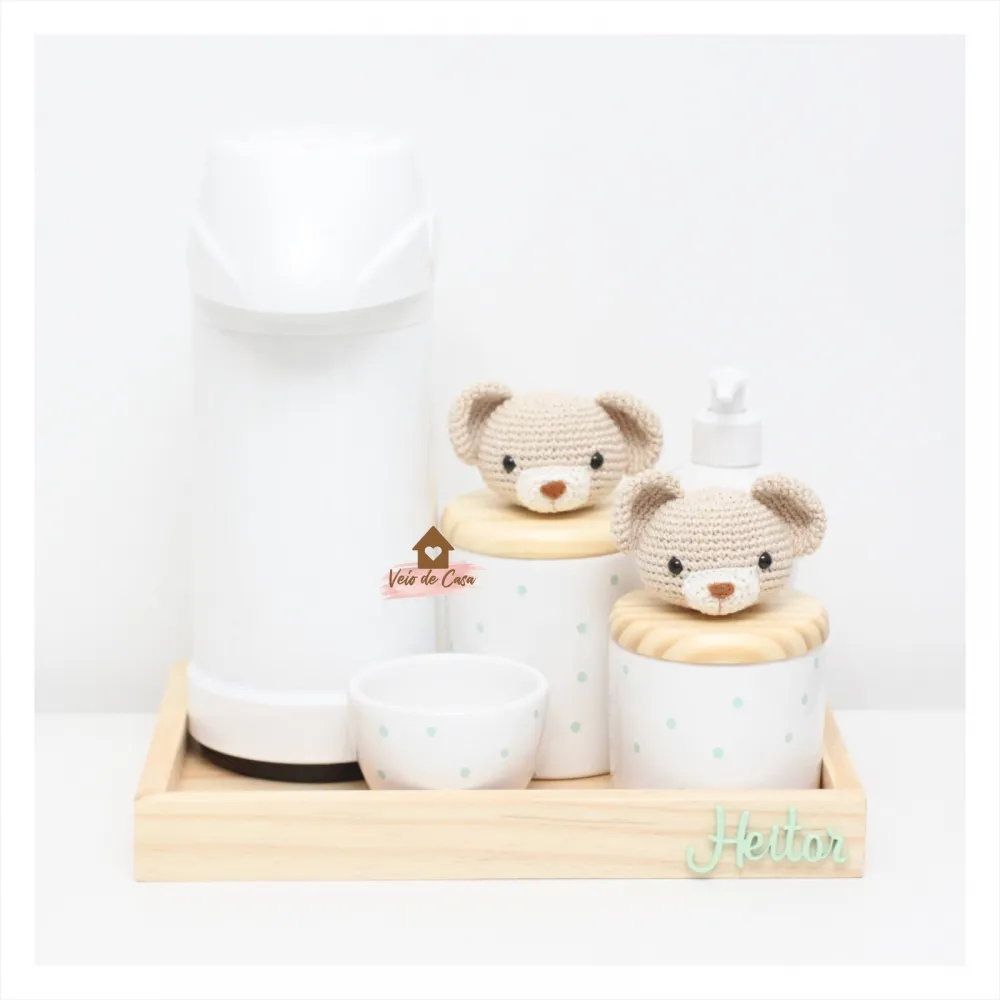 Ursinhos - Kit Higiene - 6 peças - Poá - Garrafa G