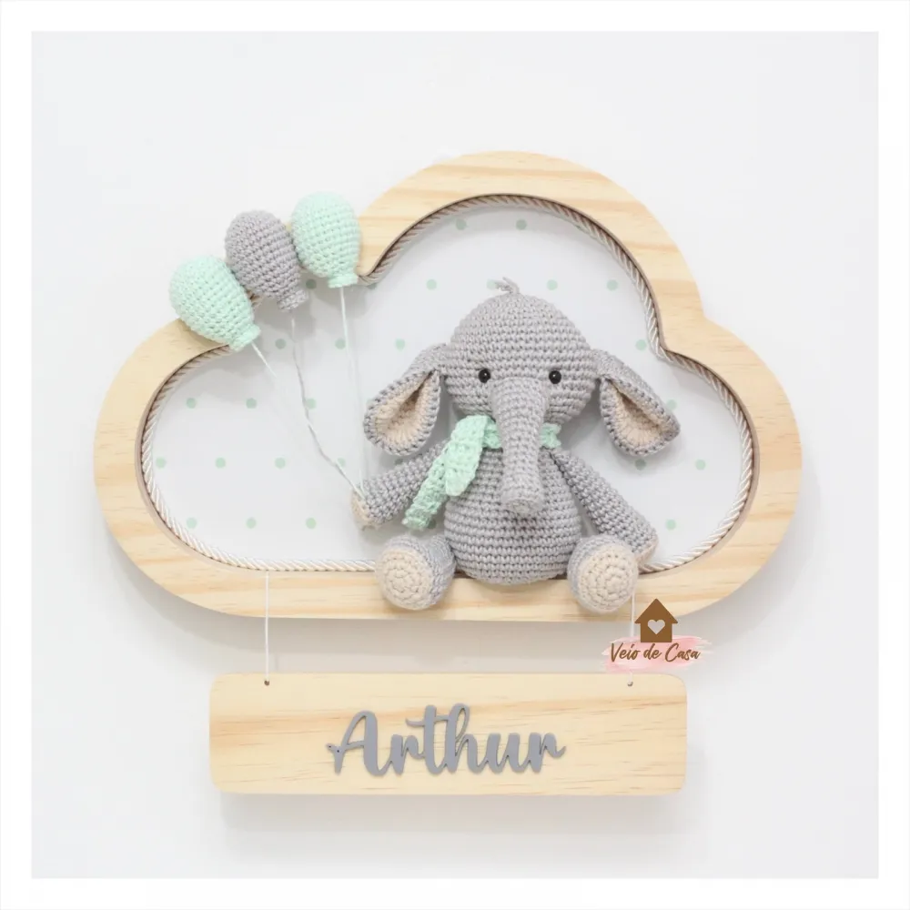 Elefantinho - 3 balões - Nuvem M - Porta Maternidade Imagem