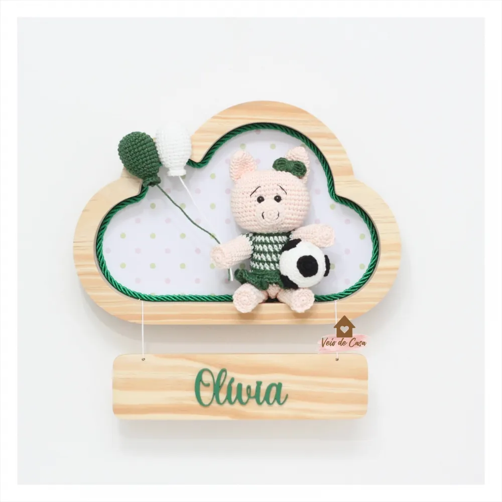 Porquinha com Saia - Futebol - Nuvem P - Porta Maternidade Imagem