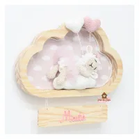 Ovelha Bailarina Dormindo - 2 corações - Nuvem M - Porta Maternidade - Foto 2