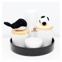 Kit Higiene - Baleia + Bola de Futebol - 5 peças - Bandeja Redonda - Foto 2