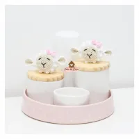 Ovelha - Menina - Kit Higiene - 5 peças - Bandeja Redonda - Foto 2