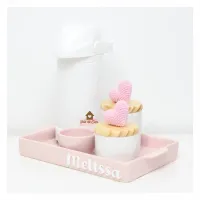 Corações - Kit Higiene - 5 peças - Bandeja Retangular Cerâmica - Foto 6