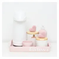 Kit Higiene  - Corações - 6 peças - Bandeja Cerâmica