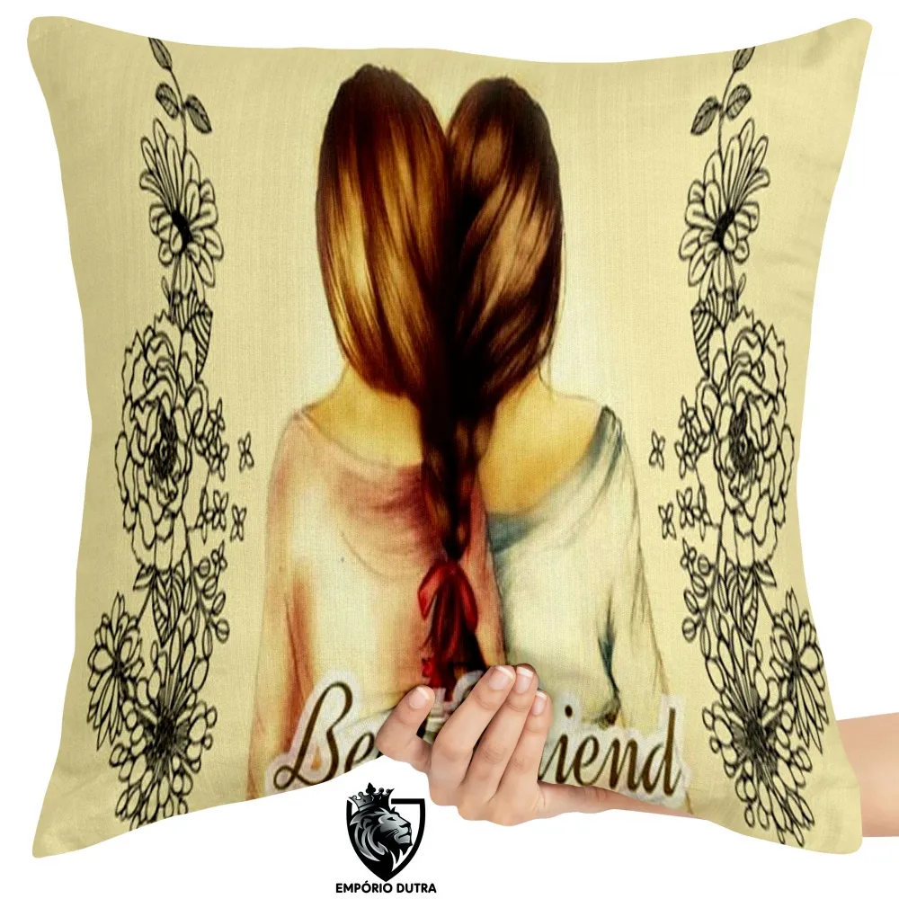  Almofada Best friends amigas amizades Imagem
