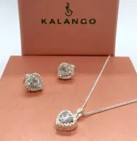 Conjunto de prata colar + brinco Coração -  281477 - Foto 2