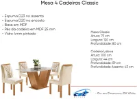 Mesa Classic 1,20 x 80 MDF com tampo vidro 4 cadeiras madeira maciça - Foto 5