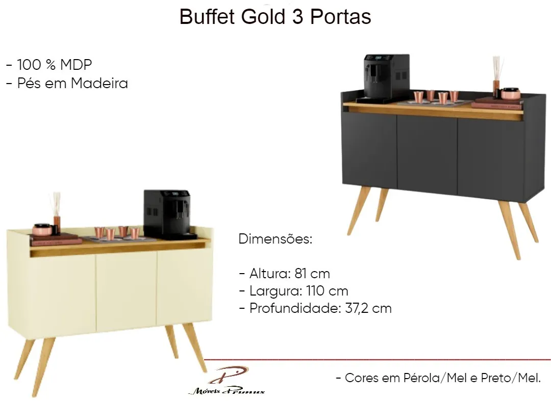 Buffet Gold 3 Portas 110 cm