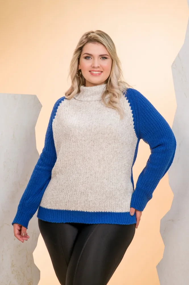 Blusa tricot mousse 2 cores plus GM 1346 Tam EXG