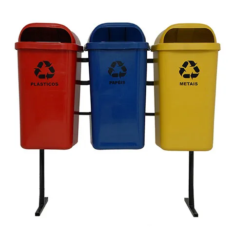 Conjunto Coleta Seletiva  Gruplast 50 Litros  3 Lixeiras