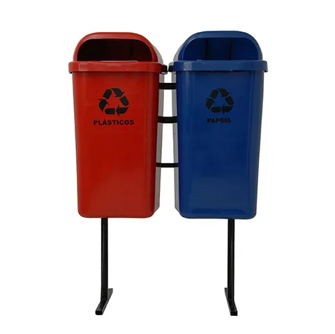 Conjunto Coleta Seletiva  Gruplast 50 Litros  2 Lixeiras