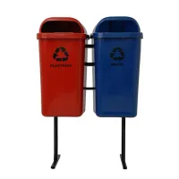 Conjunto Coleta Seletiva  Gruplast 50 Litros  2 Lixeiras