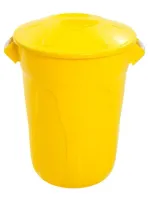 Lixeira plástica 100L Redonda, Com Tampa Sobreposta, Amarela