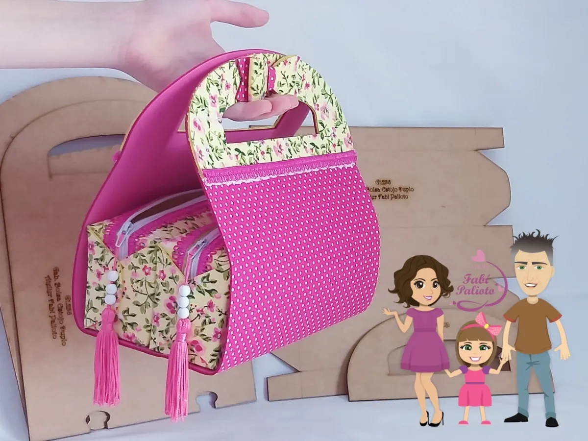 G1.236  Gabarito de Moldes em MDF Bolsa Estojo Duplo