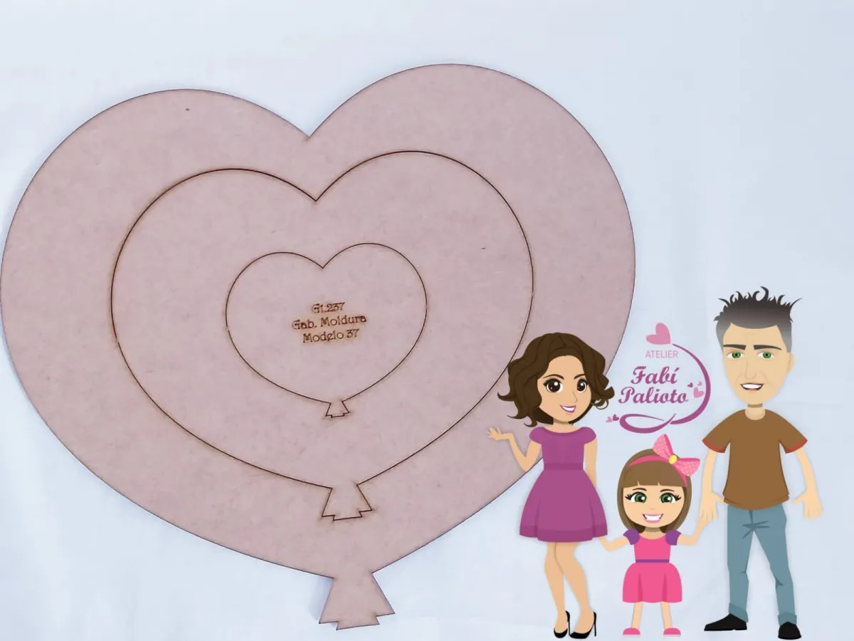 G1.237  Gabarito de Moldes em MDF Moldura modelo 37 - balão coração