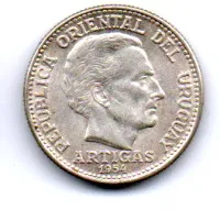 Uruguai - 1954 - 20 Centésimos - Prata .720 - Aprox. 3g - 18,5mm
