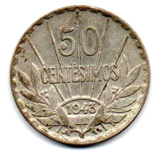 Uruguai - 1943 - 50 Centesimos - Prata .720 - Aprox. 7g - 24mm Imagem