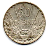 Uruguai - 1943 - 50 Centesimos - Prata .720 - Aprox. 7g - 24mm