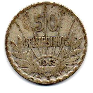 Uruguai - 1943 - 50 Centesimos - Prata .720 - Aprox. 7g - 24mm Imagem