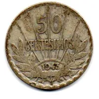 Uruguai - 1943 - 50 Centesimos - Prata .720 - Aprox. 7g - 24mm