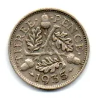 Reino Unido - 1935 - 3 Pence - Prata .500 - Aprox. 1,41g - 16mm