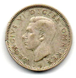 Reino Unido - 1942 - 6 Pence - Prata .500 - Aprox. 2,828g - 19,4mm - Foto 2