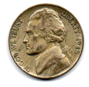 Estados Unidos - 1945P - 5 Cents - Prata .350 - Aprox. 5g - 21,21mm Imagem