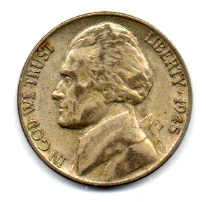 Estados Unidos - 1945P - 5 Cents - Prata .350 - Aprox. 5g - 21,21mm