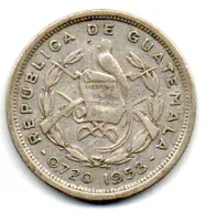 Guatemala - 1953 - 10 Centavos - Prata .720 - Aprox. 3,333 - 21mm