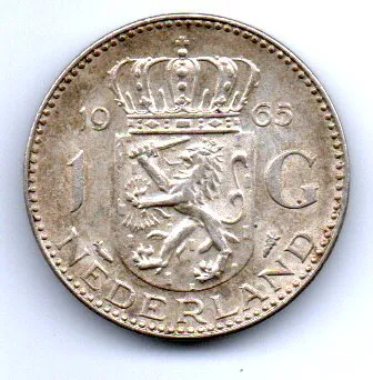 Holanda - 1965 - 1 Gulden - Prata .720 - Aprox. 6,5g - 25mm Imagem