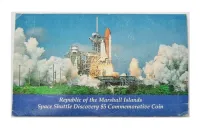 Ilhas Marshall - 1988 - 5 Dollars - No envelope original - 39mm - (Ônibus Espacial dos EUA - Discovery) - Foto 2