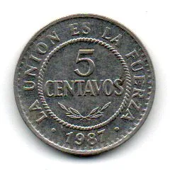 Bolívia - 1987 - 5 Centavos