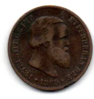 1869 - 10 Réis - Com Ponto (Rs.) - Moeda Brasil Império