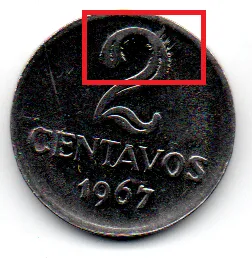 1967 - 2 Centavos - ERRO: Cunho Entupido - Moeda Brasil Imagem