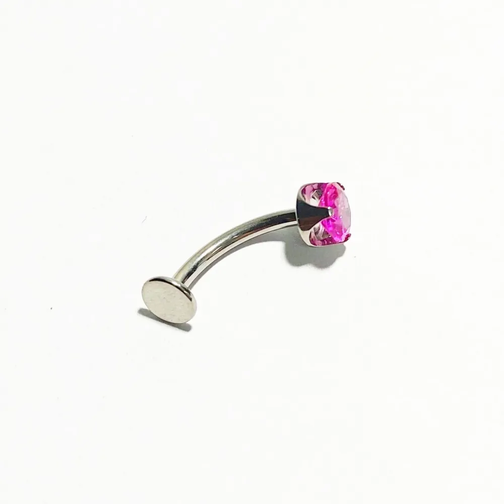 Banana Bell em Titânio FLOATING 1.6mm com Pedra Zircônia Pink TIT17